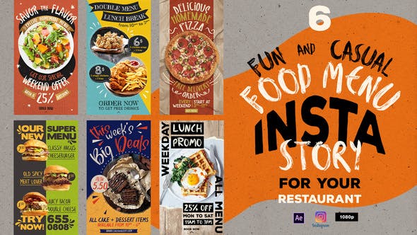 Fun Casual Food Menu Instagram Stories - Download Videohive 29986570