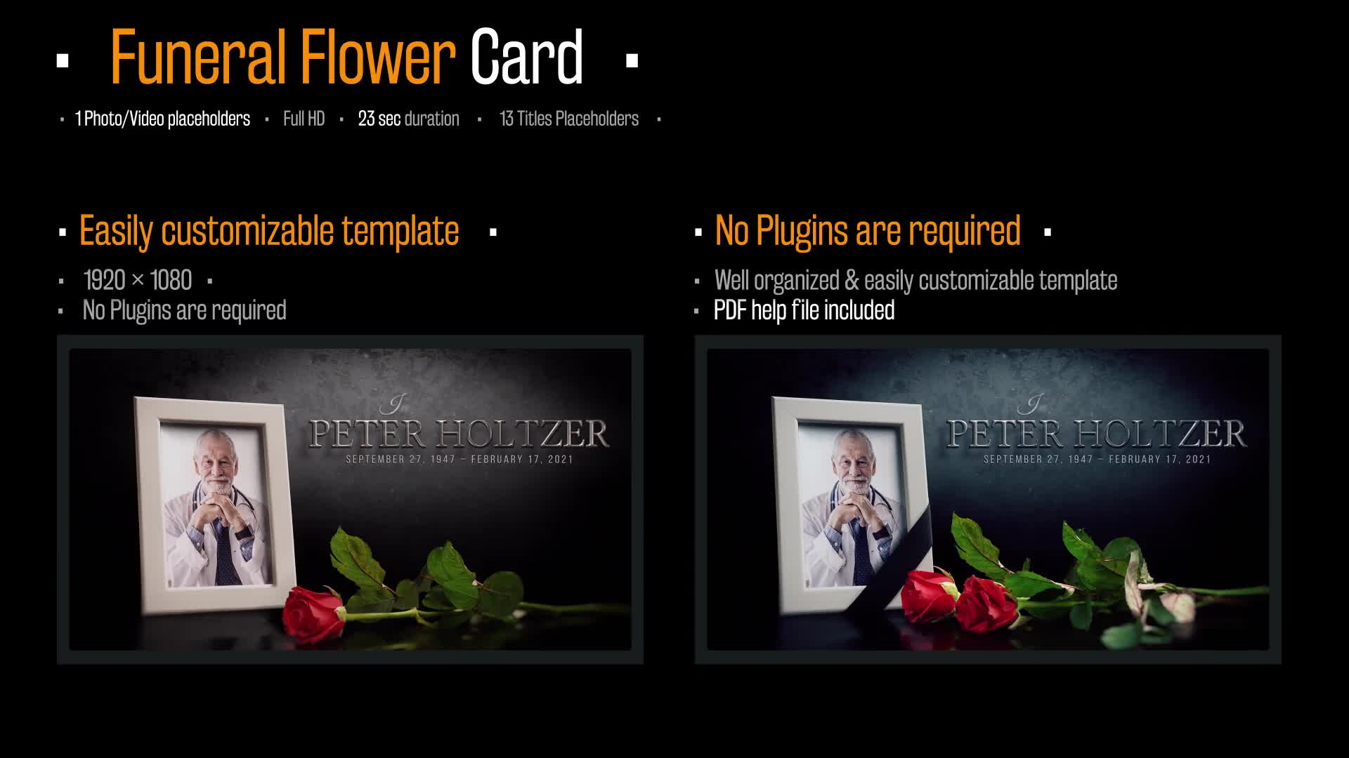 Funeral Flower Card | Memorial Videohive 31311632 After Effects Image 1
