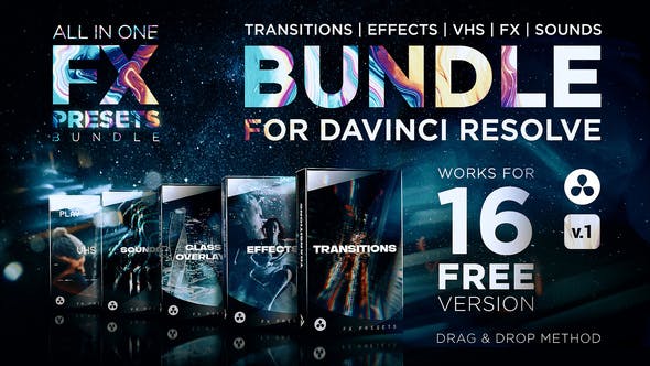 FX Presets Bundle for DaVinci Resolve | Transitions, Effects, VHS, SFX - Videohive 30888590 Download