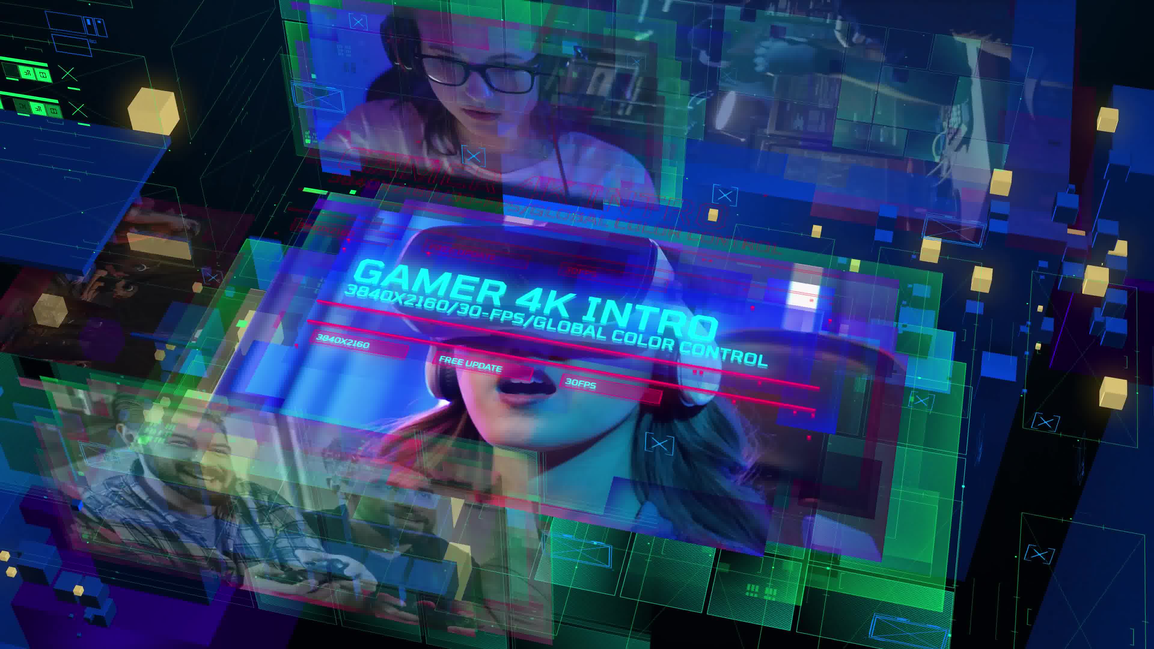 Gamer Intro/ Playstation 5/ Cyber Sport/ Hi Tech/ 3D Glitch/ HUD UI/ Streamer/ CS GO/ FPS/ VR/ 4K/ I Videohive 33062825 After Effects Image 11