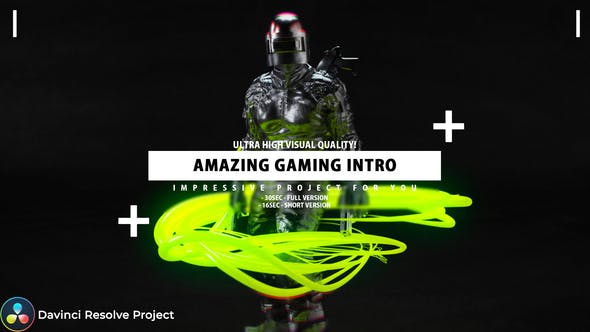 Gaming Intro Gamer channel opener Davinci Resolve project - Videohive Download 35478244