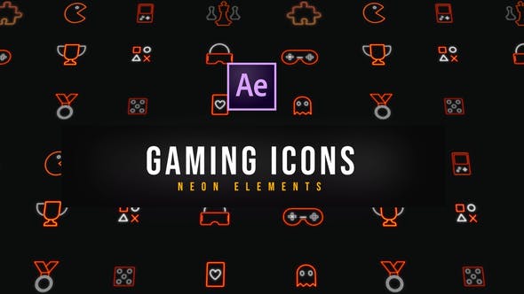 Gaming Neon Icons | Resizable - 39185130 Videohive Download