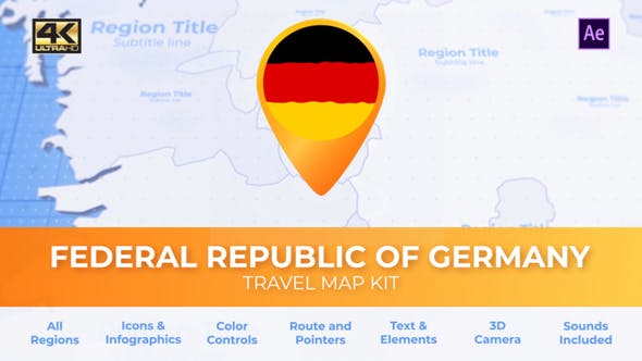 Germany Map Deutschland Travel Map Federal Republic of Germany Map - Videohive Download 28467453