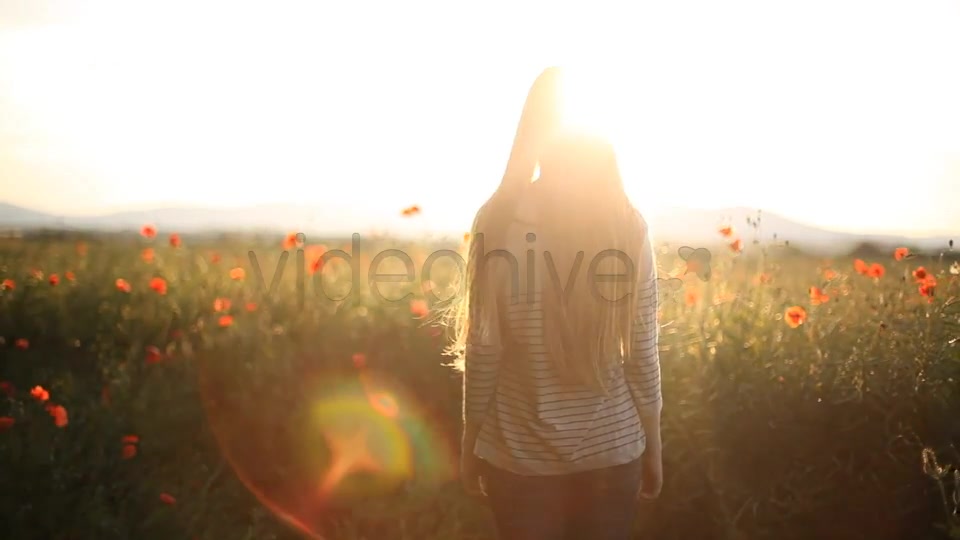 Girl Looking Ahead In The Field  Videohive 5006477 Stock Footage Image 2