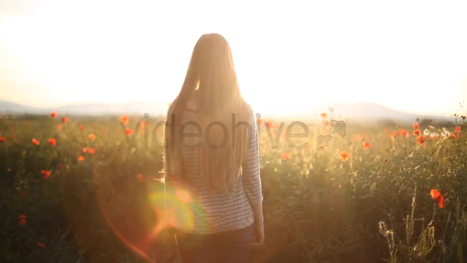 Girl Looking Ahead In The Field  Videohive 5006477 Stock Footage Image 3
