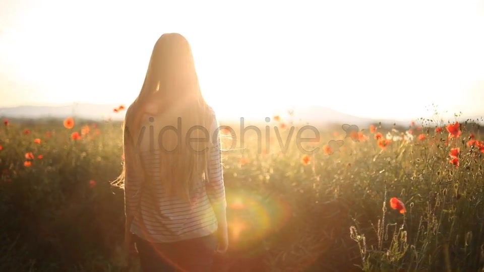 Girl Looking Ahead In The Field  Videohive 5006477 Stock Footage Image 5