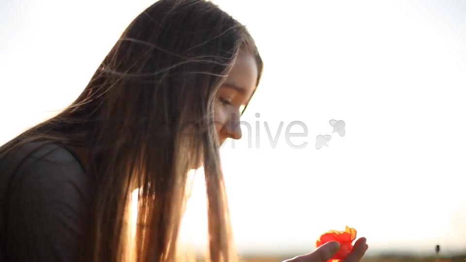 Girl Looking At Wild Poppies  Videohive 5007450 Stock Footage Image 7