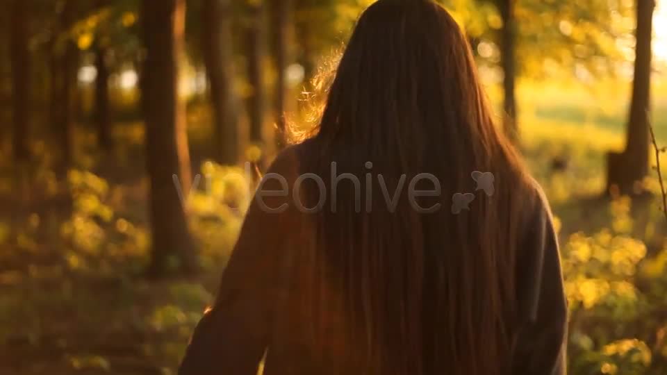 Girl Walking In The Forest  Videohive 3732283 Stock Footage Image 1