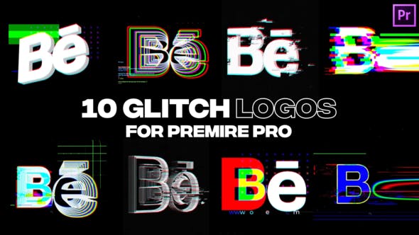 Glitch Logos For Premiere Pro | 10 in 1 - Videohive Download 36181580