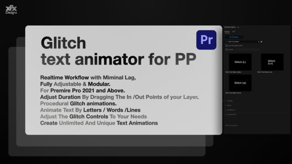 Glitch Text Animator For Premiere Pro MOGRT - Download 37489864 Videohive