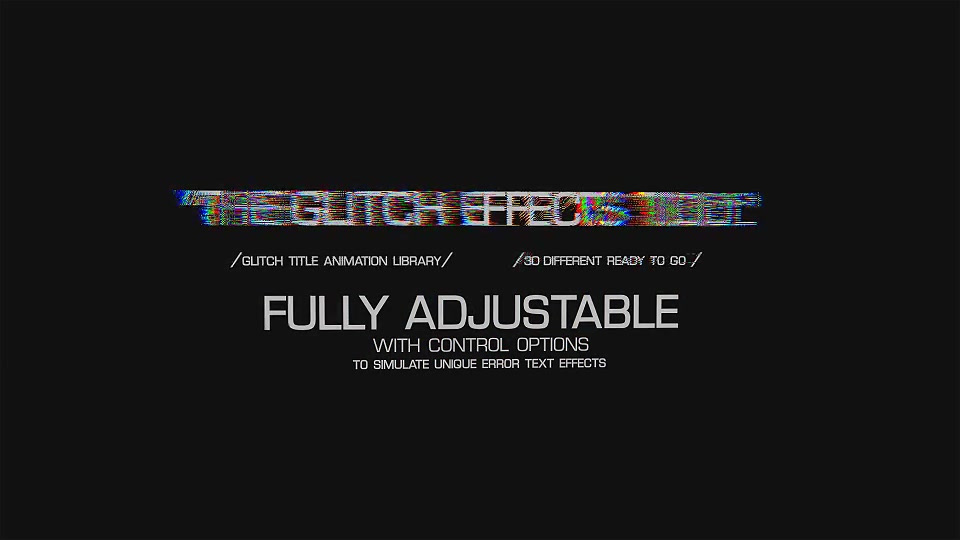 Glitch Text Effects Toolkit + 30 Title Animation Presets - Download Videohive 15435003