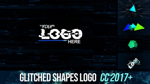 Glitched shapes logo intro - 26209719 Download Videohive