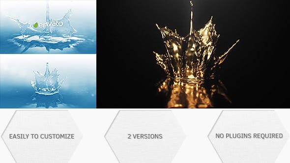 Gold And Water Splashes | Logo Reveal - 19411806 Download Videohive