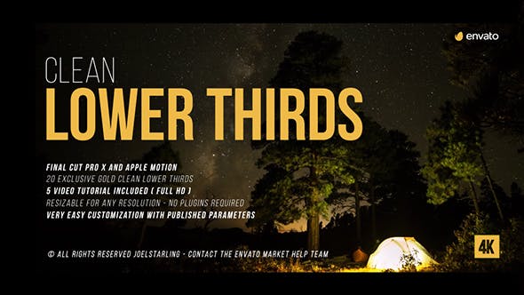 Gold Clean Lower Thirds For Final Cut Pro X - Videohive Download 19853201