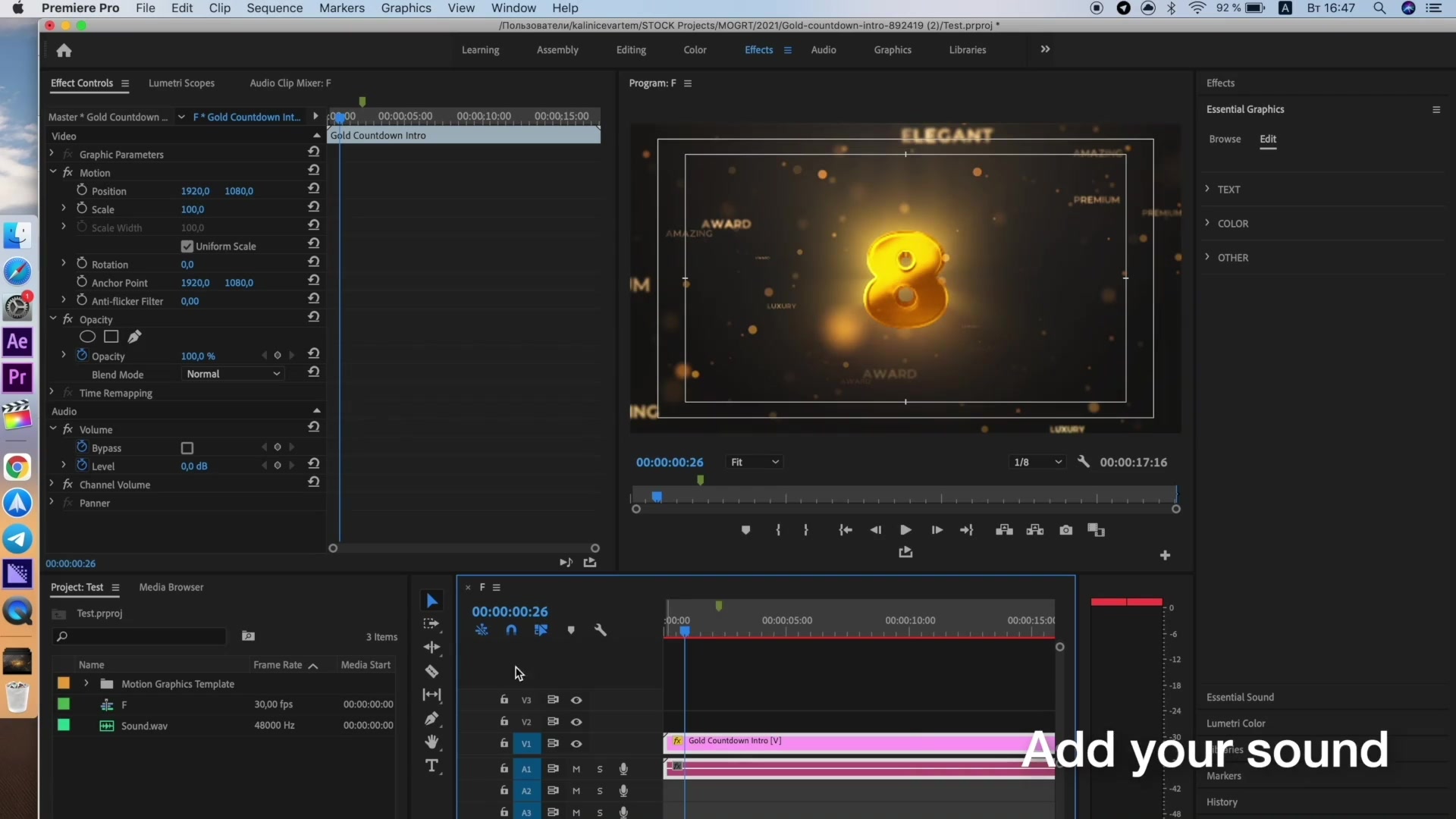Gold Countdown Intro MOGRT Videohive 31658511 Premiere Pro Image 8