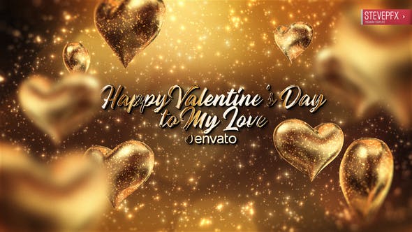 Golden Hearts Valentines Greeting - Download Videohive 25573896