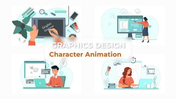 Graphic Designer Character Animation Scene Pack - Download Videohive 37070693