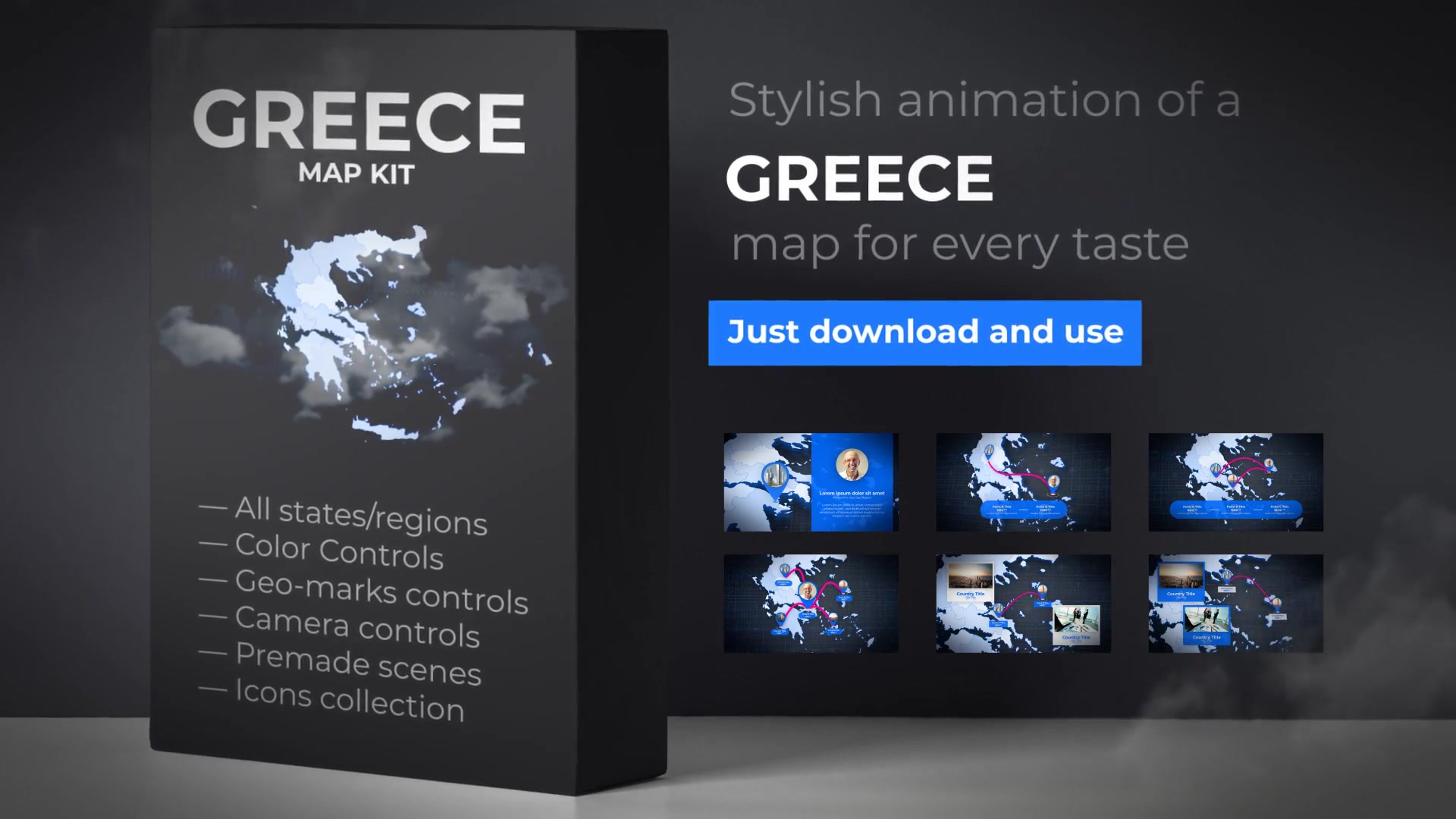 Greece Map Hellenic Republic Map Kit Hellas Animation Videohive 24623909 After Effects Image 11