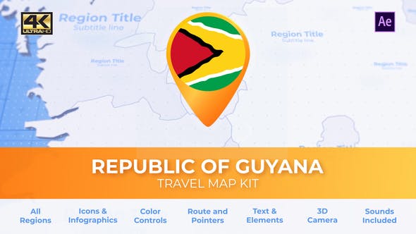 Guyana Map Co operative Republic of Guyana Travel Map - Videohive 30442116 Download