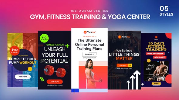 Gym, Fitness Training & Yoga Center Instagram Stories - Videohive Download 33860060