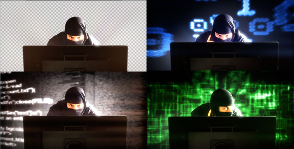Hacker In Front Of Monitors Computer (4 Pack)  - Download Videohive 12121771