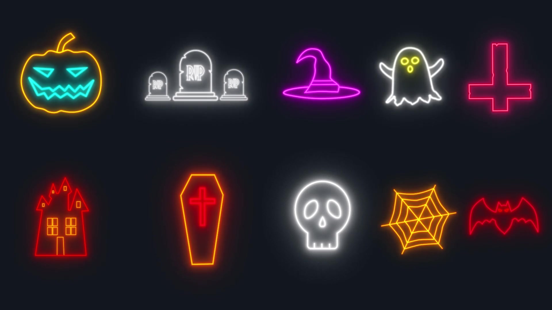 Halloween Neon Icons | 4K Videohive 34496755 After Effects Image 10