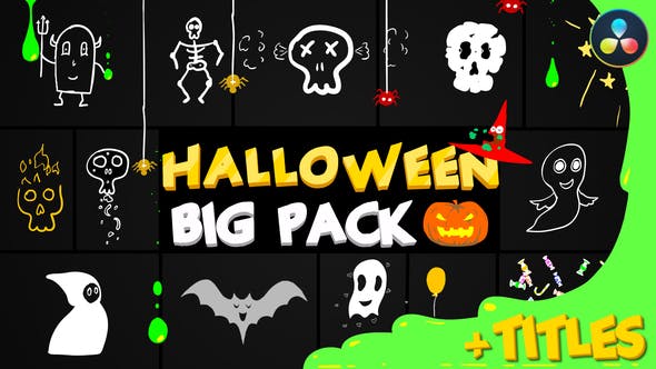 Halloween Party Elements And Titles | DaVinci Resolve - Videohive 34241799 Download