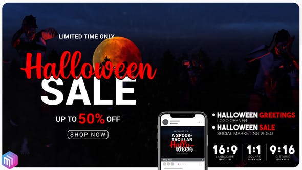 Halloween sale greetings. Instagram and YouTube marketing. - Videohive 28718250 Download
