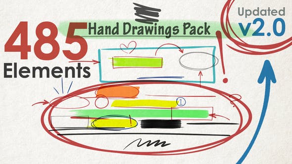 Hand Drawings Pack (485 elements) v2.0 - Videohive Download 22738315