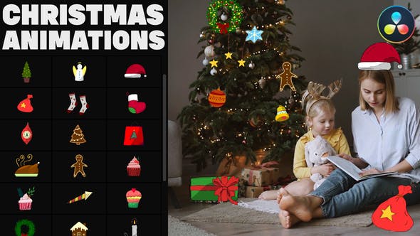 Hand Drawn Christmas Icons for DaVinci Resolve - 35182547 Videohive Download