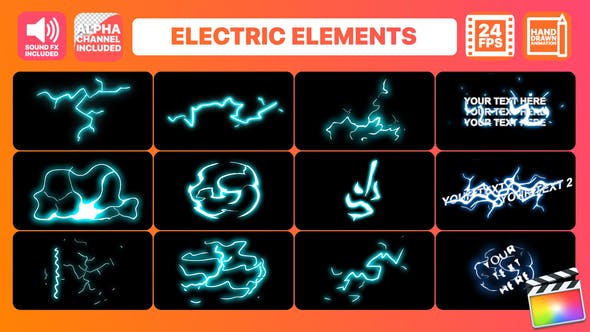 Hand Drawn Electric Elements Pack | Final Cut Pro - 24211891 Download Videohive
