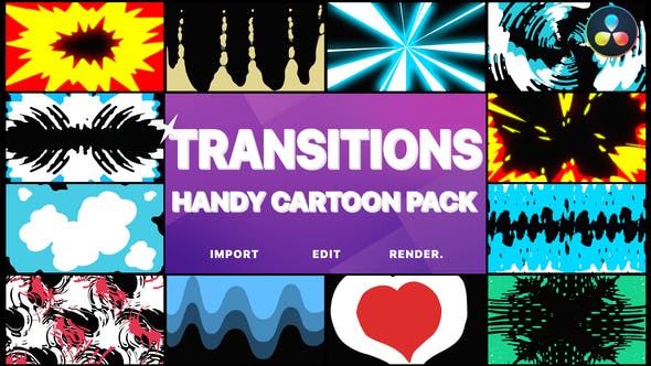 Handy Cartoon Transitions | DaVinci Resolve - Videohive 32118600 Download