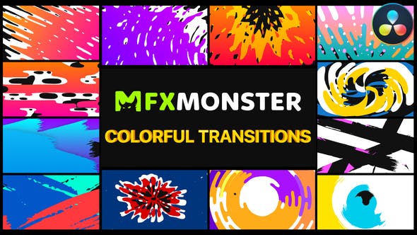 Handy Colorful Transitions | DaVinci Resolve - Videohive Download 34409863