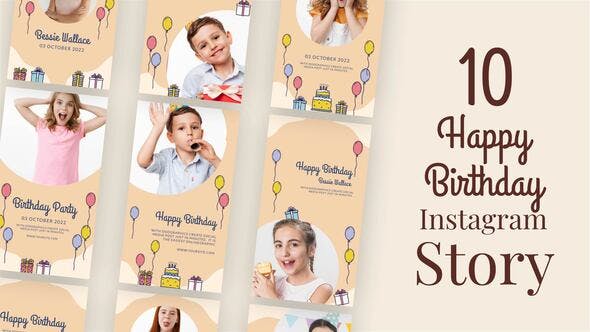 Happy Birthday Instagram Stories - Videohive Download 34038016