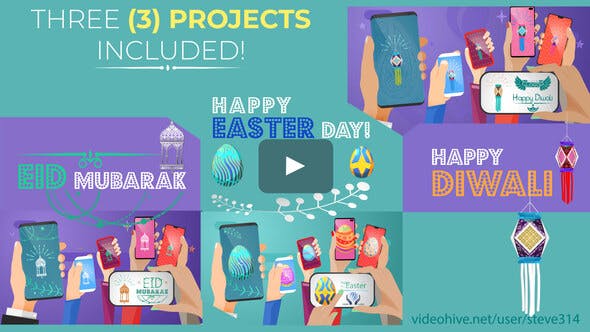 Happy Easter Day Diwali Eid Mubarak Social Share - Videohive Download 23589378