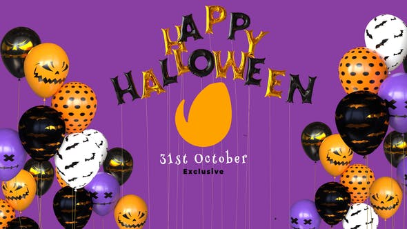 Happy Halloween Balloon Logo Reveal - 28863311 Videohive Download