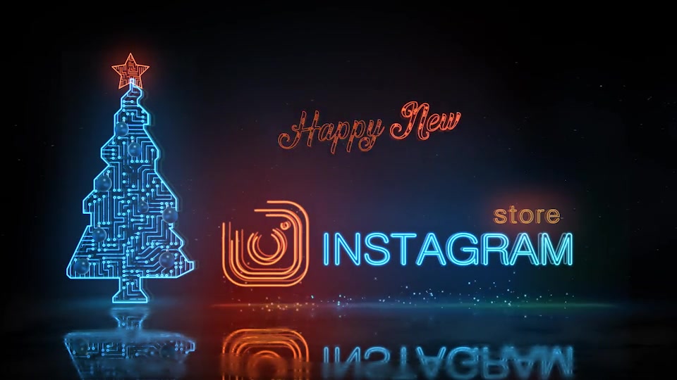 Happy New Year and Merry Christmas Digital Neon Logo Reveal | 2 mode Videohive 22933077 After Effects Image 12