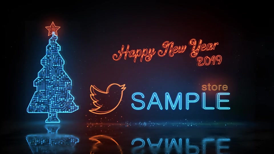Happy New Year and Merry Christmas Digital Neon Logo Reveal | 2 mode Videohive 22933077 After Effects Image 2