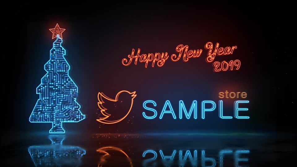 Happy New Year and Merry Christmas Digital Neon Logo Reveal | 2 mode Videohive 22933077 After Effects Image 3