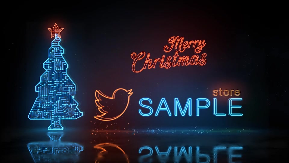 Happy New Year and Merry Christmas Digital Neon Logo Reveal | 2 mode Videohive 22933077 After Effects Image 6