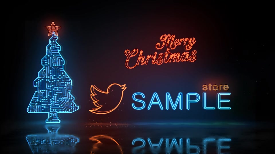 Happy New Year and Merry Christmas Digital Neon Logo Reveal | 2 mode Videohive 22933077 After Effects Image 7