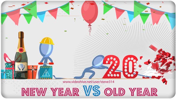 Happy New Year vs Bad Old Year Humorous Greetings - 20992941 Download Videohive