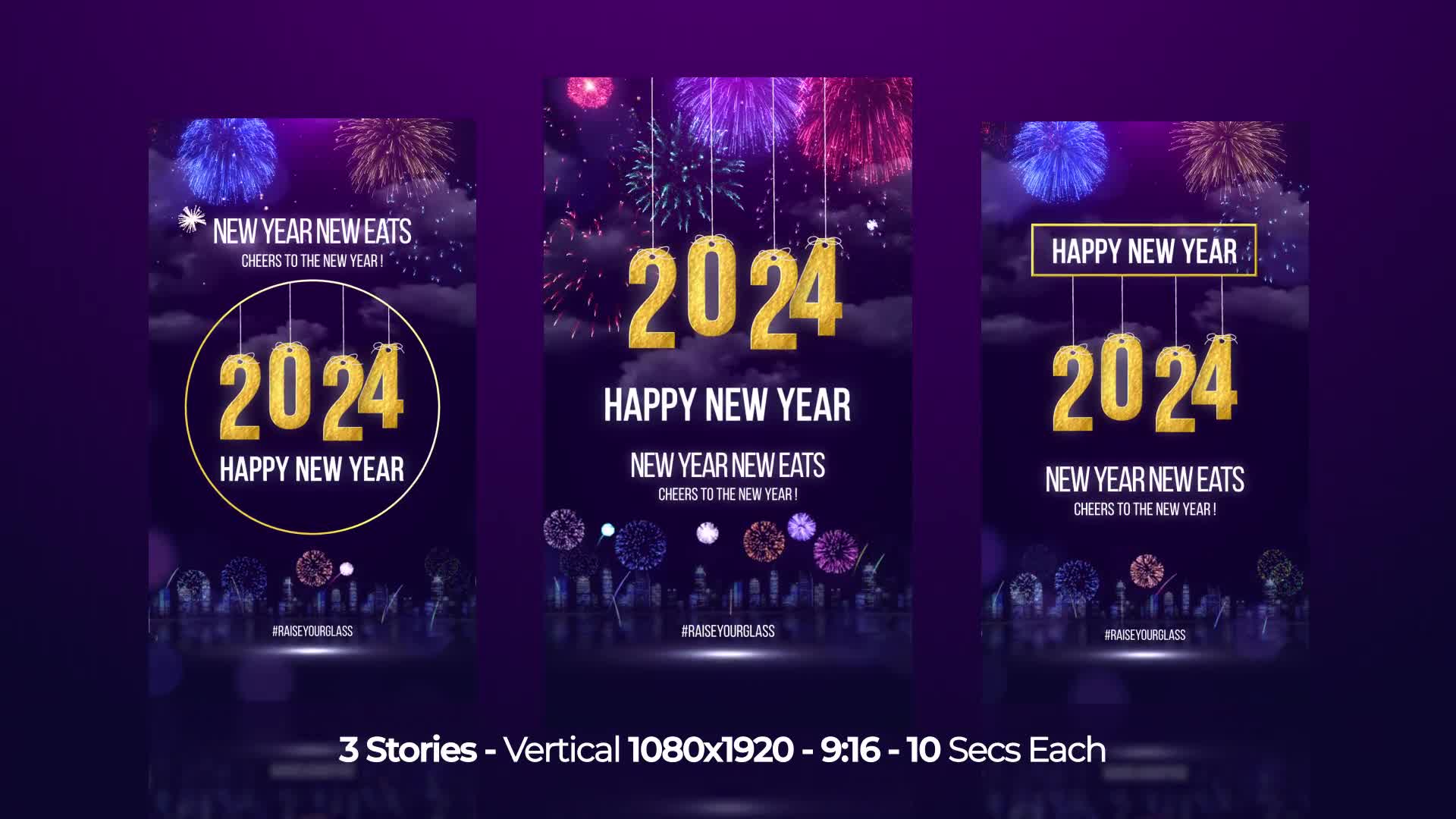 Happy New Year Wishes 2024 Instagram Stories Videohive 49906155 After Effects Image 1