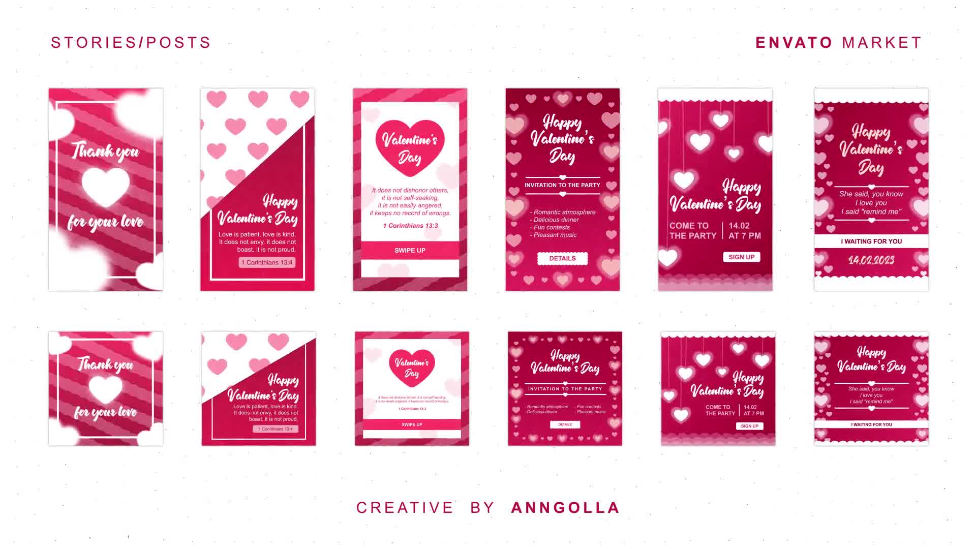 Happy Valentines Day 6 Stories + Posts Videohive 42931333 After Effects Image 10