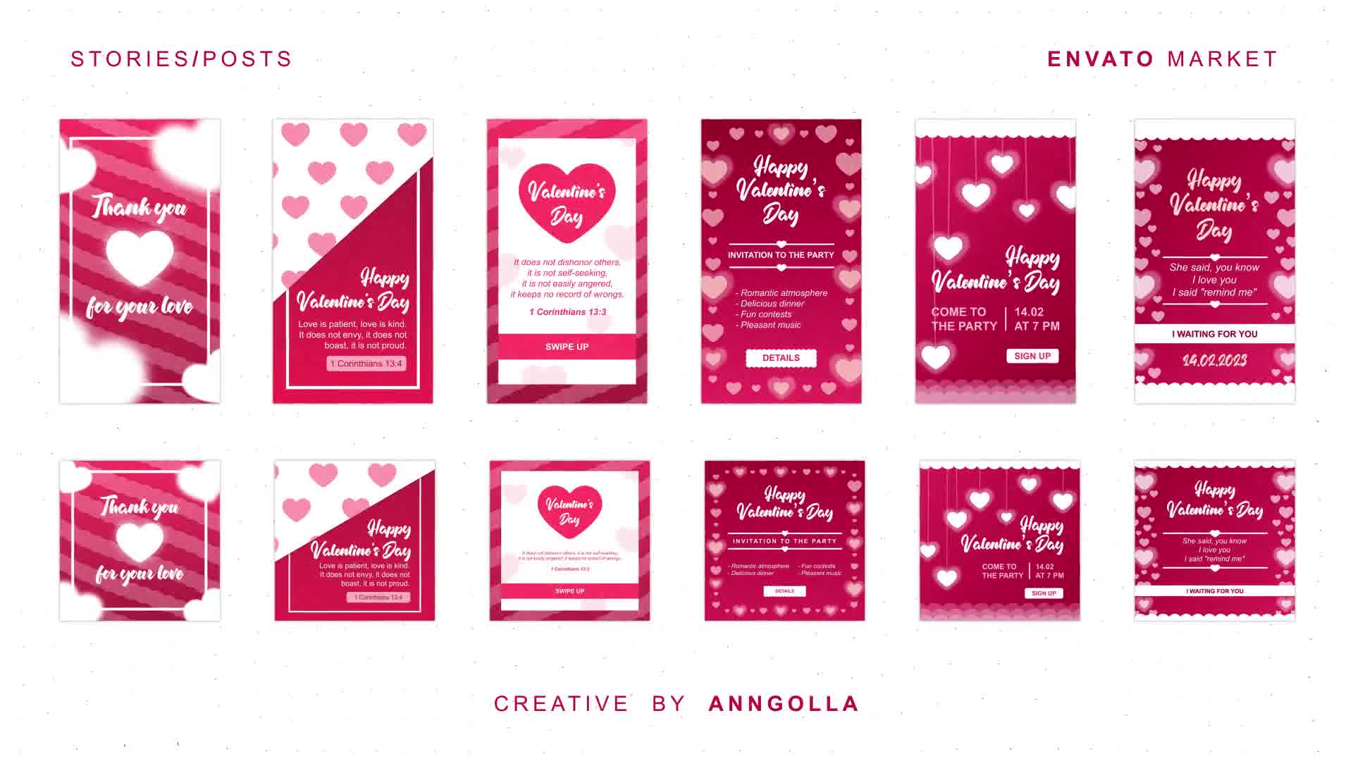 Happy Valentines Day 6 Stories + Posts Videohive 42931333 After Effects Image 11