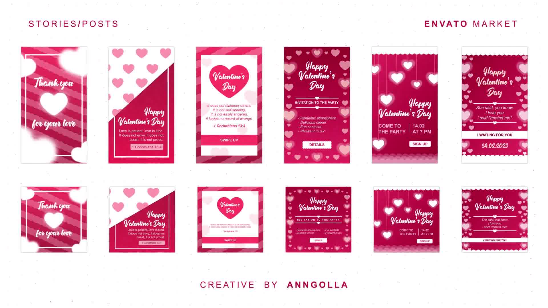 Happy Valentines Day 6 Stories + Posts Videohive 42931333 After Effects Image 12
