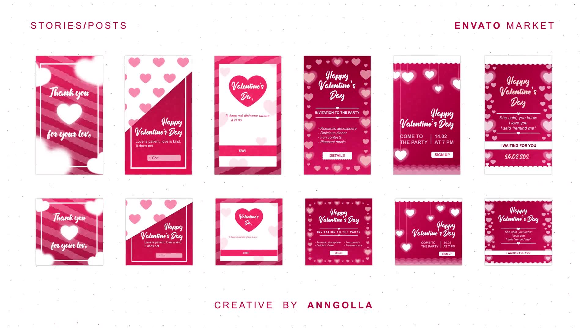 Happy Valentines Day 6 Stories + Posts Videohive 42931333 After Effects Image 8