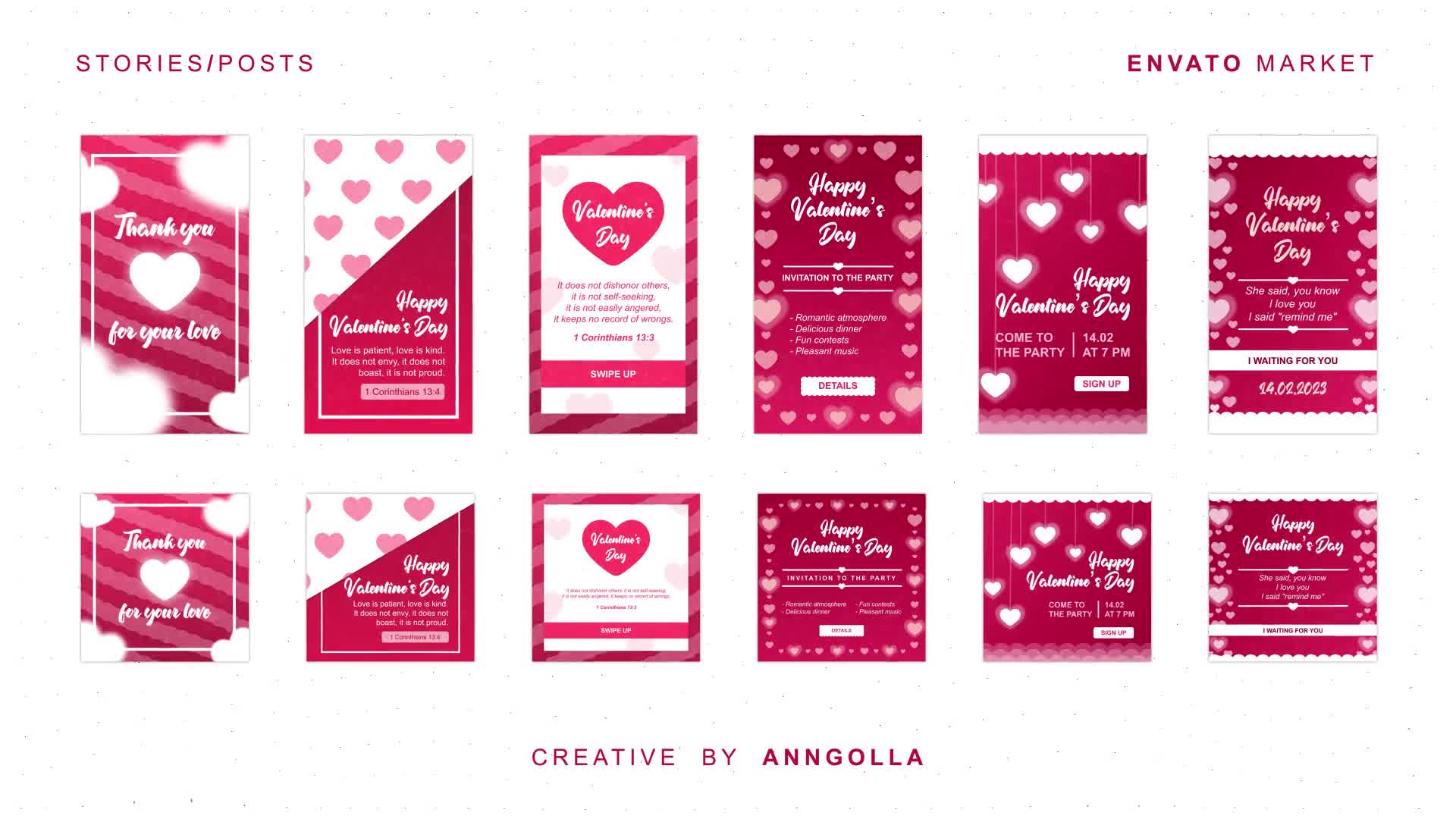 Happy Valentines Day 6 Stories + Posts Videohive 42931333 After Effects Image 9