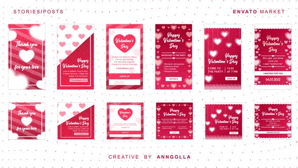 Happy Valentines Day 6 Stories + Posts - 42931333 Download Videohive