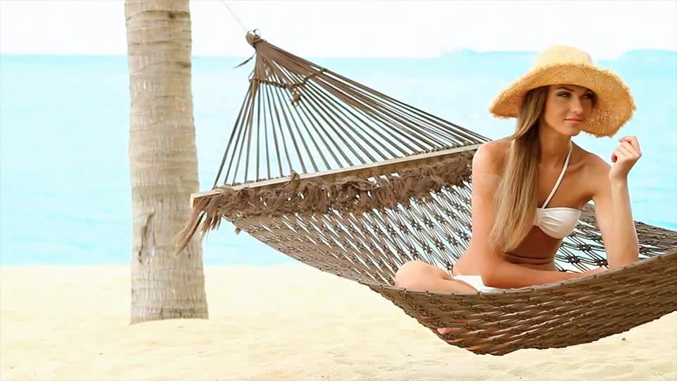 Happy Woman on Hammock at Exotic Beach - Download Videohive 2337760